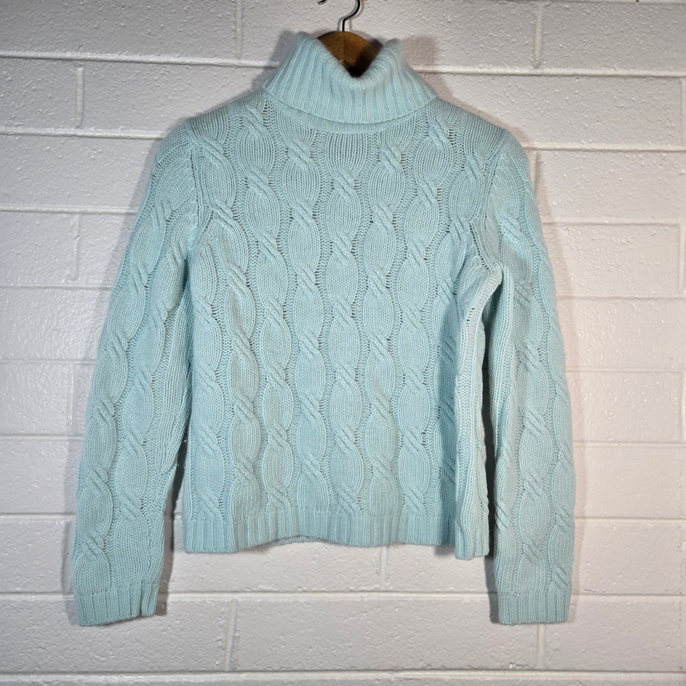 Vtg Alexandra Bartlett‎ Turtleneck Sweater Large Angora Lambswool Cable Chunky